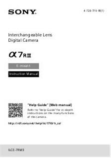 Sony A7R III manual. Camera Instructions.